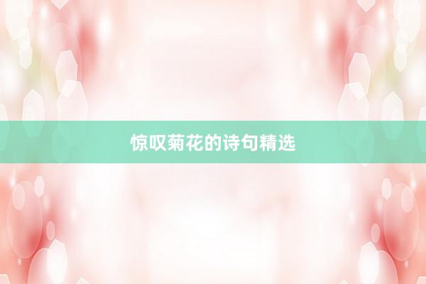 惊叹菊花的诗句精选